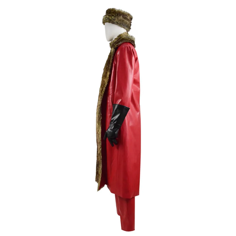 The Christmas Chronicles Santa Claus Cosplay Costume Red Shearling Coat Outfit Deluxe Version For Sale