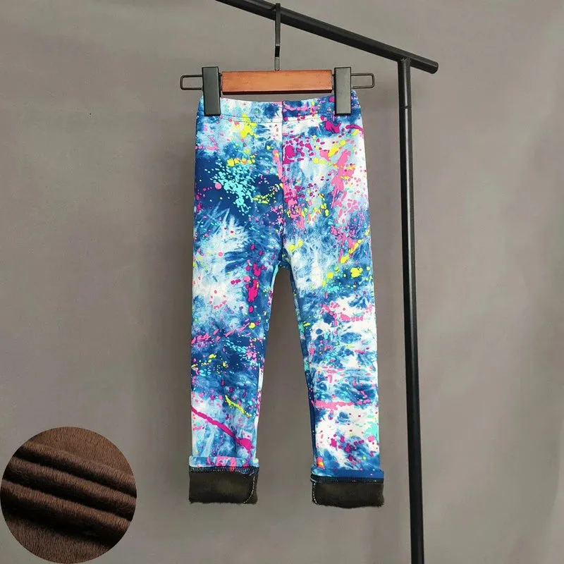Unicorn Pattern Printing Autumn Winter Children Girls Leggings Thicking Warm Kids Boys Pants Cartoon Baby Costume