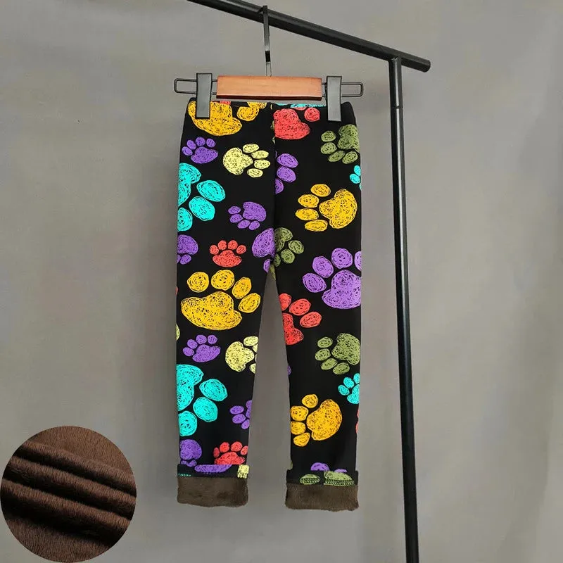 Unicorn Pattern Printing Autumn Winter Children Girls Leggings Thicking Warm Kids Boys Pants Cartoon Baby Costume