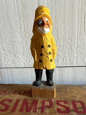 Vintage Wooden Fisherman - Yellow Coat   Hat
