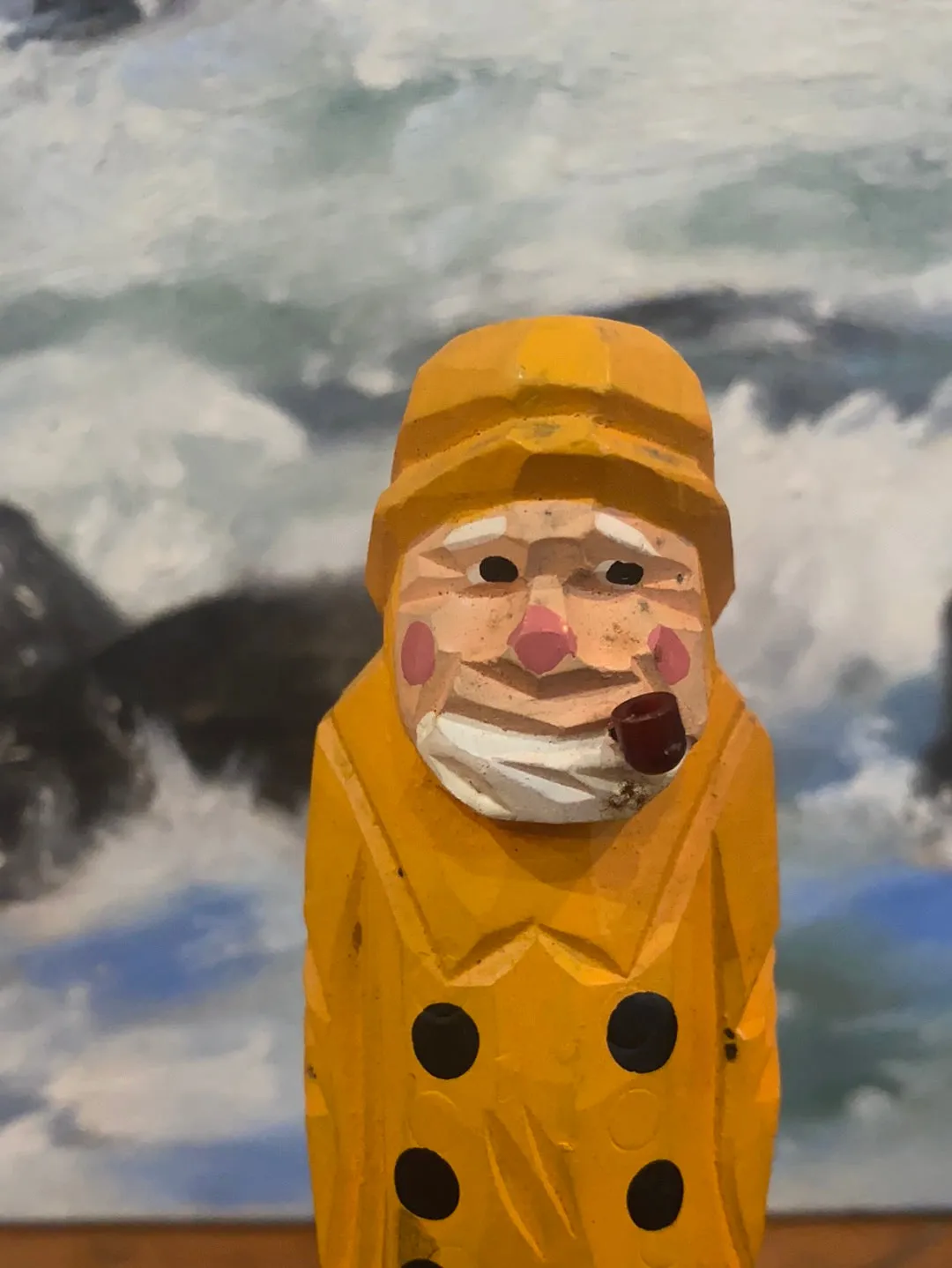 Vintage Wooden Fisherman - Yellow  Coat