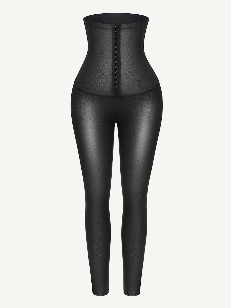 Wholesale High Waist Active Stretch Pants Faux Leather Leggings