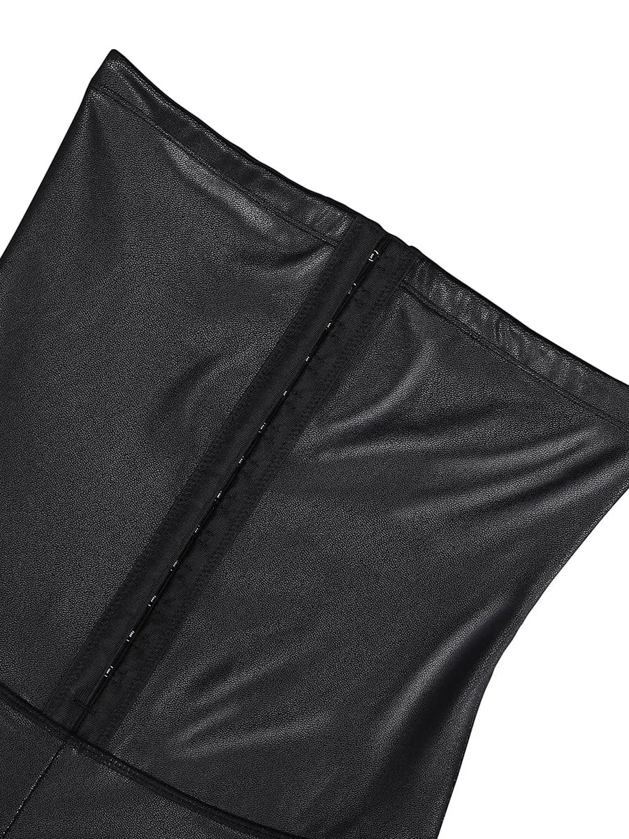 Wholesale High Waist Active Stretch Pants Faux Leather Leggings