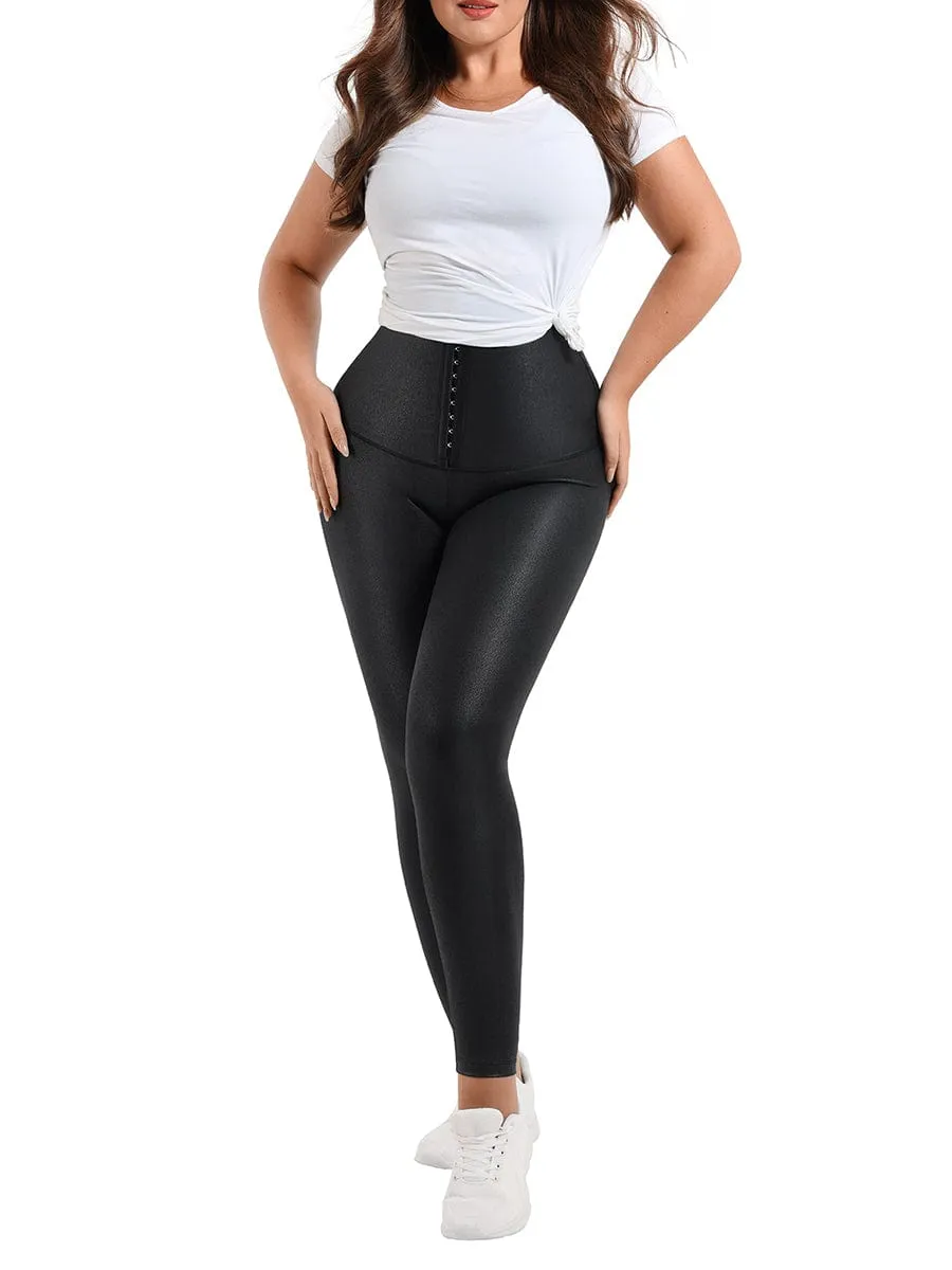 Wholesale High Waist Active Stretch Pants Faux Leather Leggings