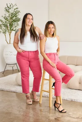 Women's RFM Crop Dylan Full Size Tummy Control High Waist Raw Hem Jeans